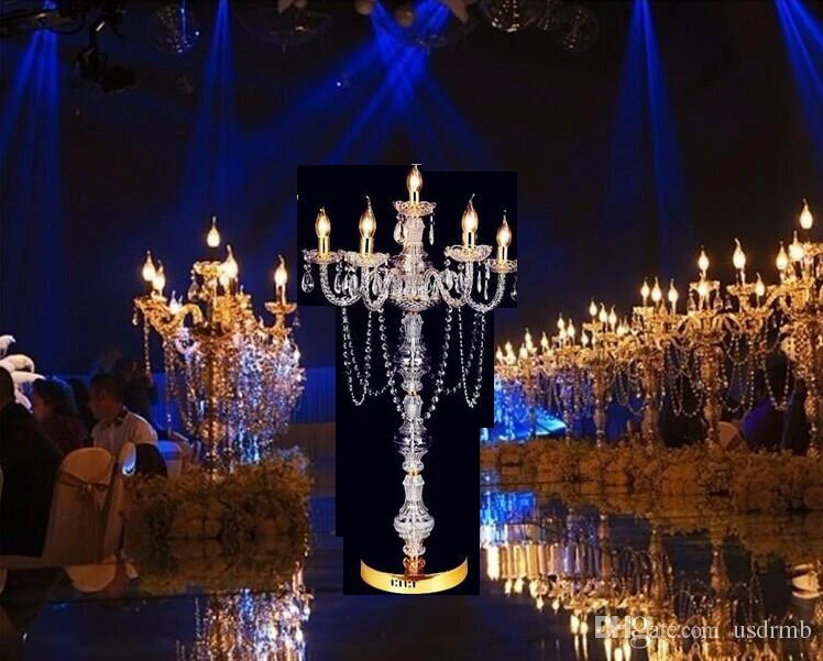 

100cm Tall candelabra wedding Gold acrylic table centerpiece candlestick wedding stands stand Party Supply