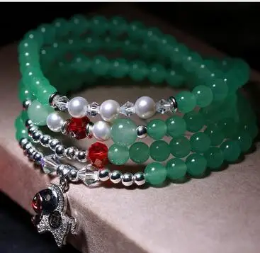 Dongling камень чистое ручное плетение пони синий и зеленый бисер 6 мм сердце кулон