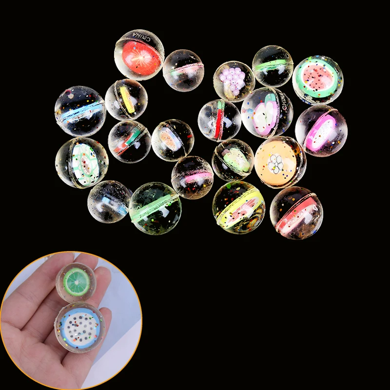 25/30 мм Детские мячи игрушки фрукты любимые отскакивают прозрачная резина на день