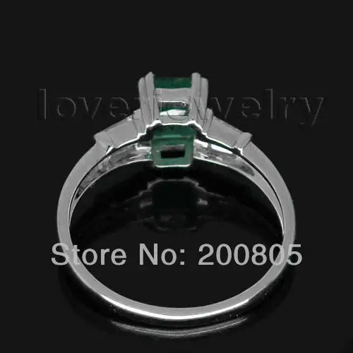 Кольцо с изумрудом в винтажном стиле кольцо из белого золота 18 карат натуральным