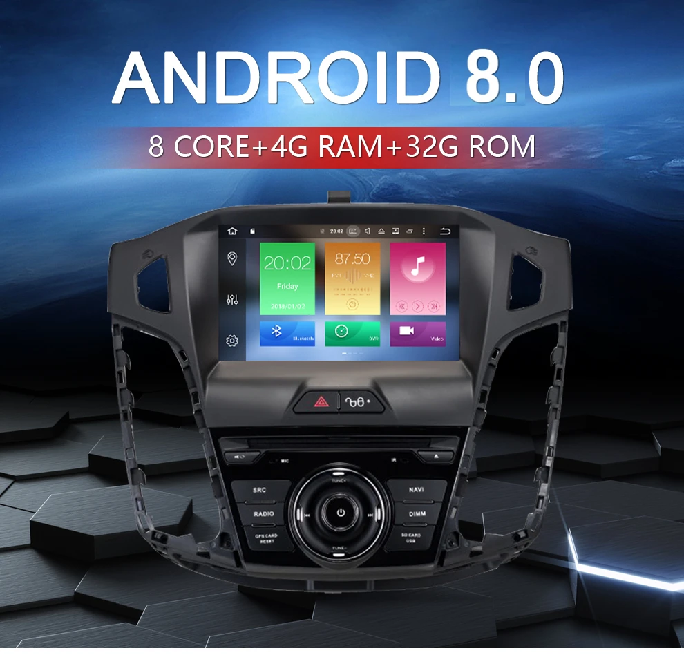 " ips 4G ram Android 9,0 автомобильный стерео dvd-плеер для Ford Focus 2012 2013 gps Navi Видео Радио wifi FM Bluetooth мультимедиа