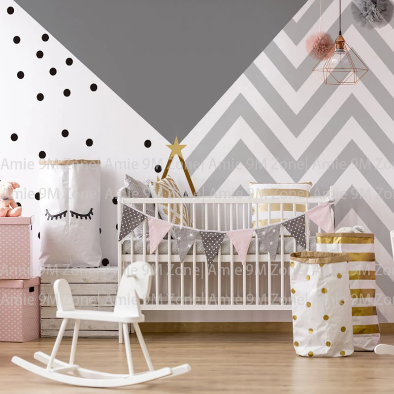 Серо-белый геометрический и черный точечный декор для заднего фона камеры, обои для украшения стены детской комнаты.