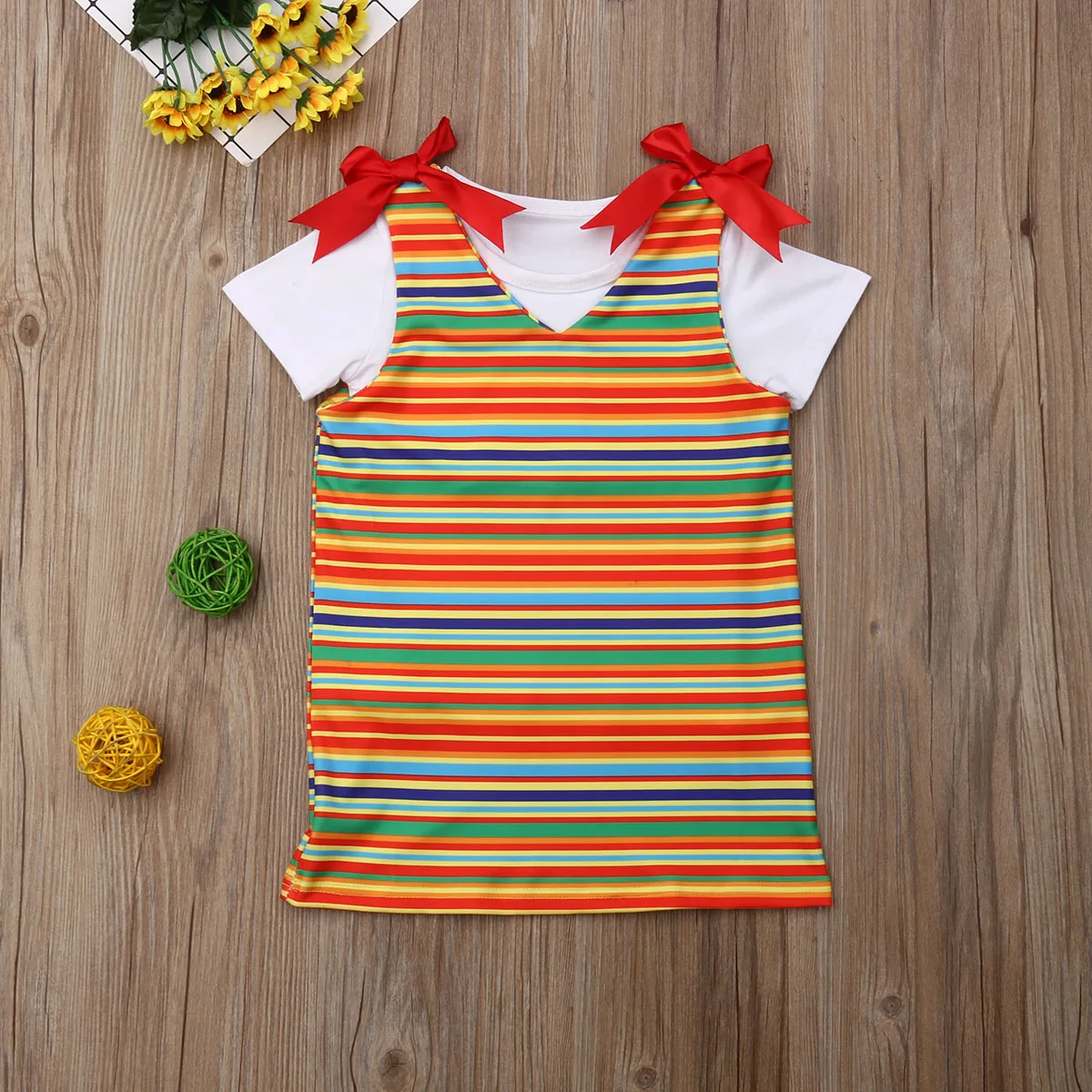 2019 Детская летняя одежда Яркие модные комплекты для маленьких девочек белые