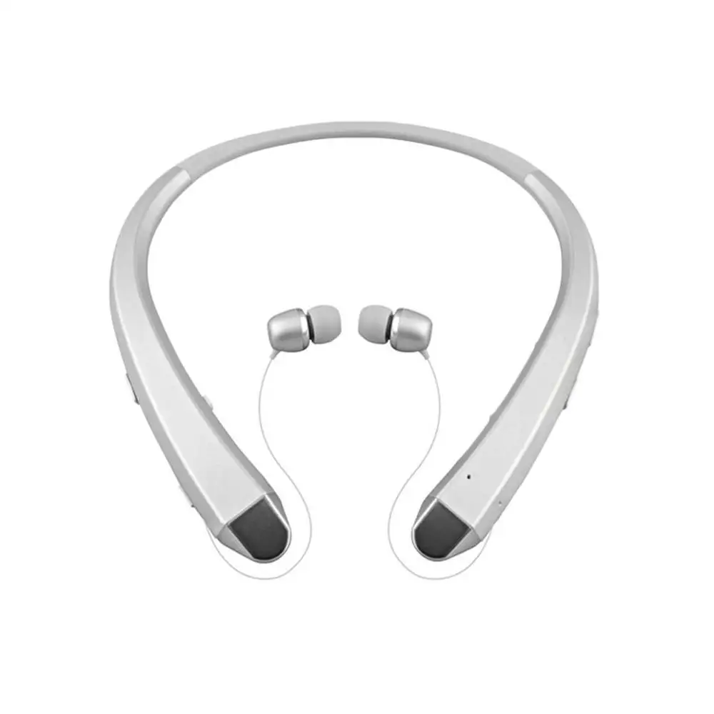 Белый Bluetooth гарнитура спортивные стерео беспроводные наушники с выдвижными наушниками с двойным микрофоном шумоподавление наушники - Цвет: Белый
