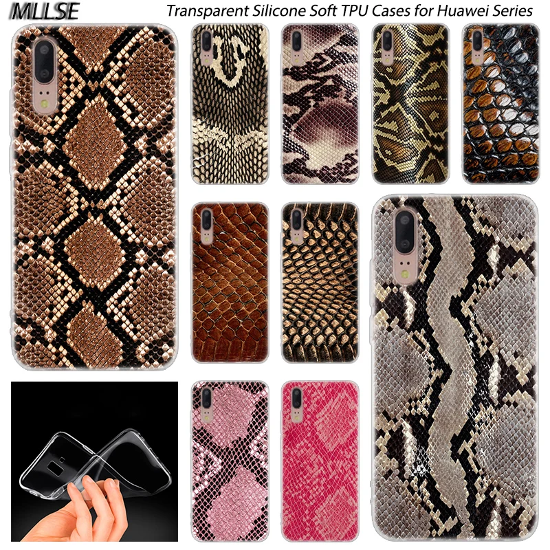Популярный цветной кожаный силиконовый чехол со змеиной текстурой для Huawei P30 P20 P10