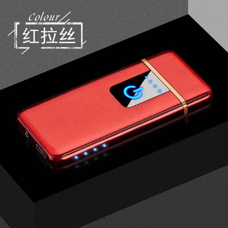 Чистая красная ветрозащитная сенсорная боковая лампа USB зарядка зажигалка чтобы
