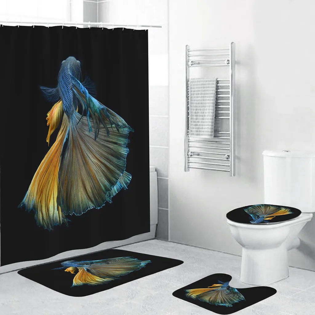 Аксессуары для ванной комнаты декор 4 шт. набор нескользящий коврик + крышка