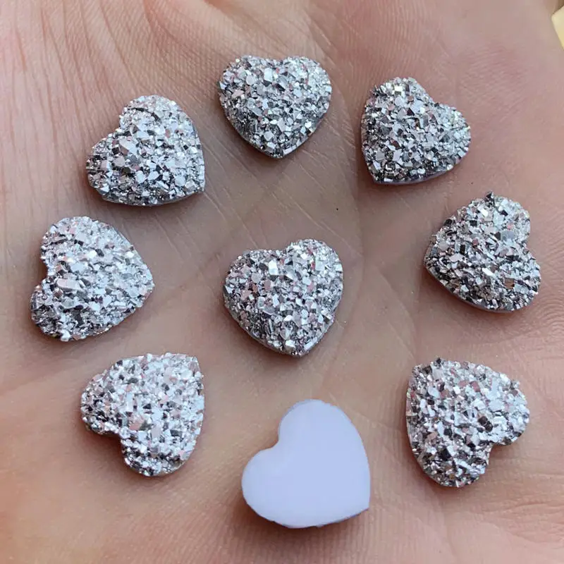 B268 Bling 80 шт 12 мм AB цвета выпуклая минеральная поверхность сердце смолы Стразы с плоским основанием камень Кабошон DIY Свадебные украшения ремесла - Цвет: B268
