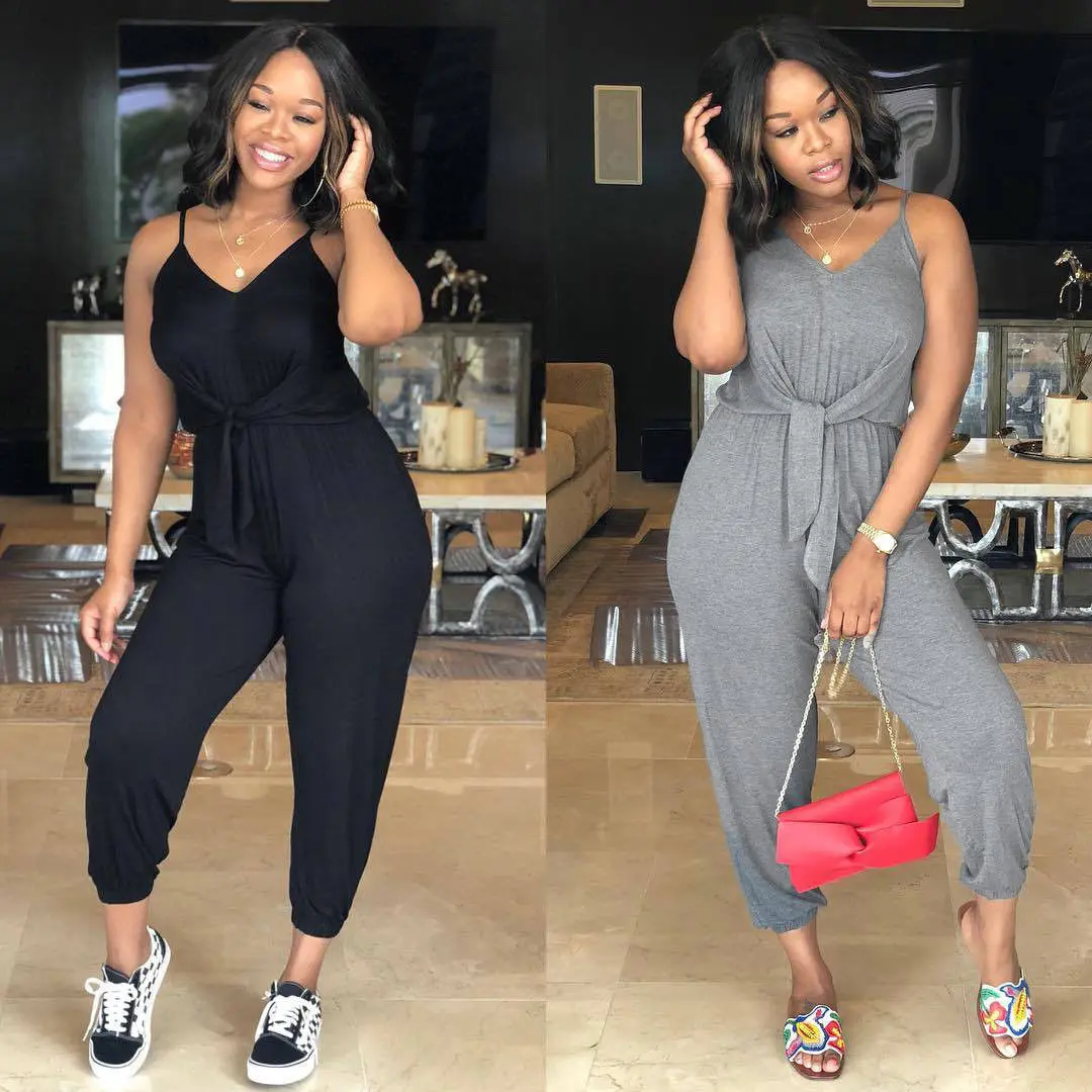 Женские комбинезоны 2018 повседневный однотонный Летний комбинезон без рукавов