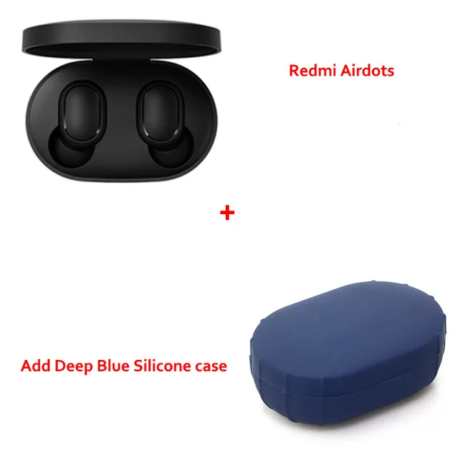 With Blue case Xiaomi Redmi Airdots Xiaomi беспроводные наушники Голосовое управление Bluetooth 5,0 шумоподавление управление - Цвет: With Blue case