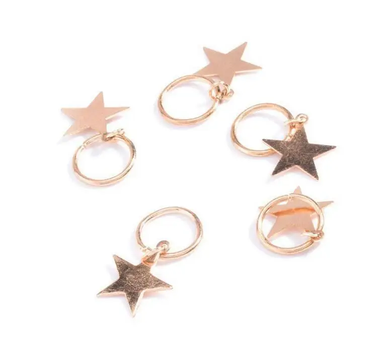 star gold Новинка года! плетеное кольцо для волос, золотое, серебряное, круглый лист, оболочка, зажим, ювелирное изделие в виде заколки, дизайн дредлок, обод кольцо, аксессуары для волос - Окраска металла: star gold