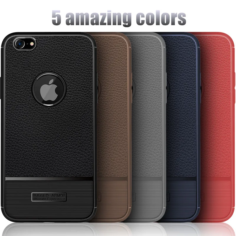 Luxury Back Matte Carbon Fibre Soft Silicone Cases for iPhone 6 Case Full Cover For 6s Plus Leather Texture Shell |