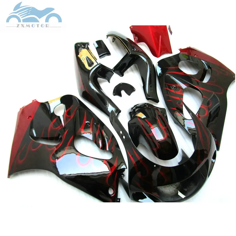 Пользовательские Обтекатели для SUZUKI GSXR 600 GSXR750 1996 1997 2000 SRAD мотоцикл Спорт обтекатель комплект GSXR600 96-00 Красный Пламя кузов