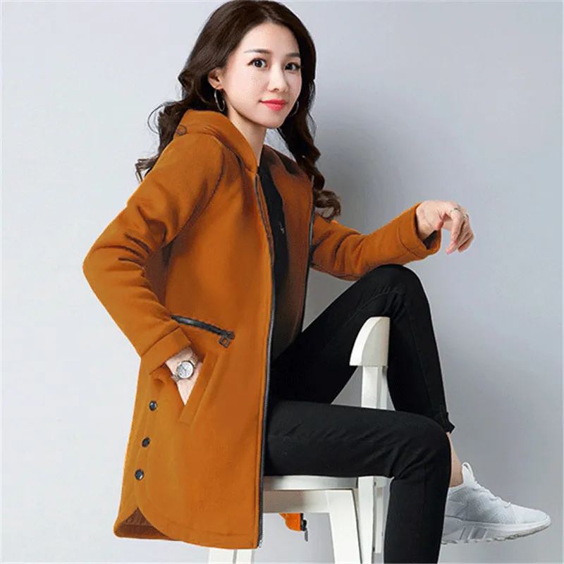 Зимняя женская верхняя одежда Новинка Свободные женские свитера средней длины