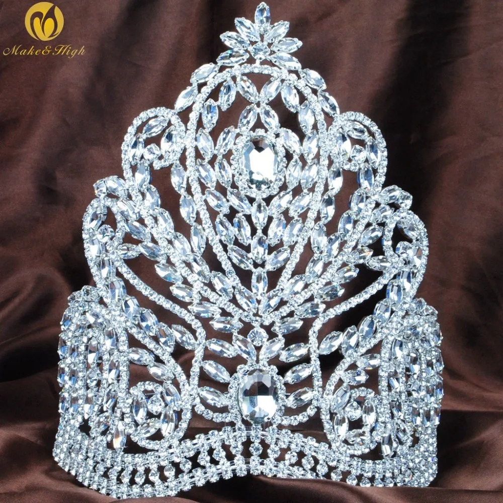 Фантастический Большой 9-дюймовый тиара австрийские диадема короны из горного