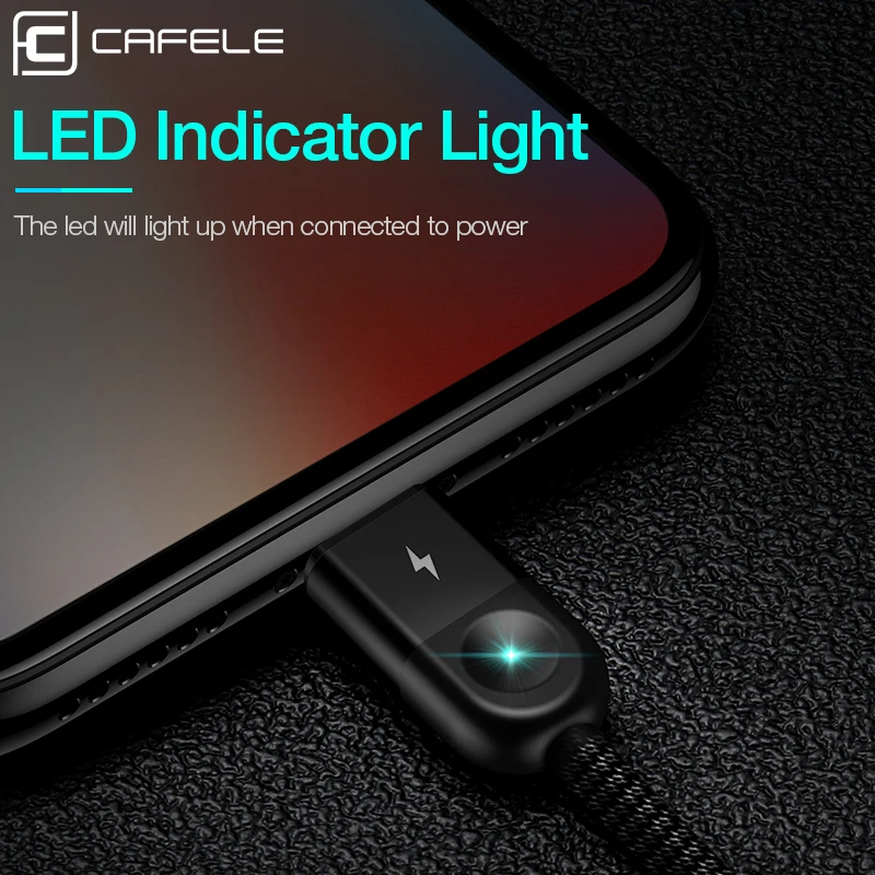 USB-кабель Cafele 3 в 1 для iPhone кабель Micro USB Type C со светодиодной подсветкой провод