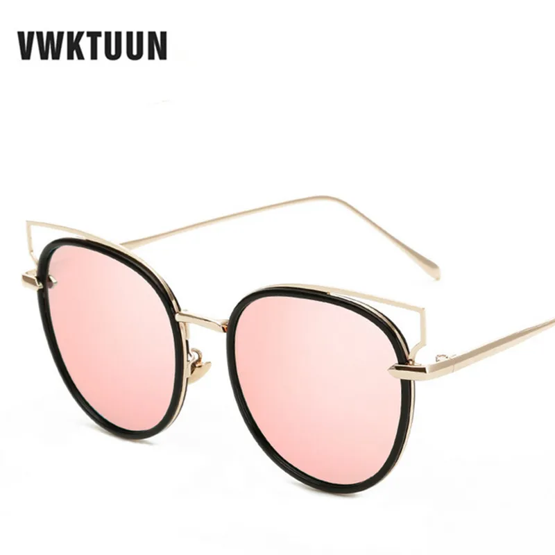 

VWKTUUN Sunglasses New Cat Eye Women Sunglasses Brand Designer Alloy Legs Hollow Out Cat Eye Shades UV400 Points Eyewear