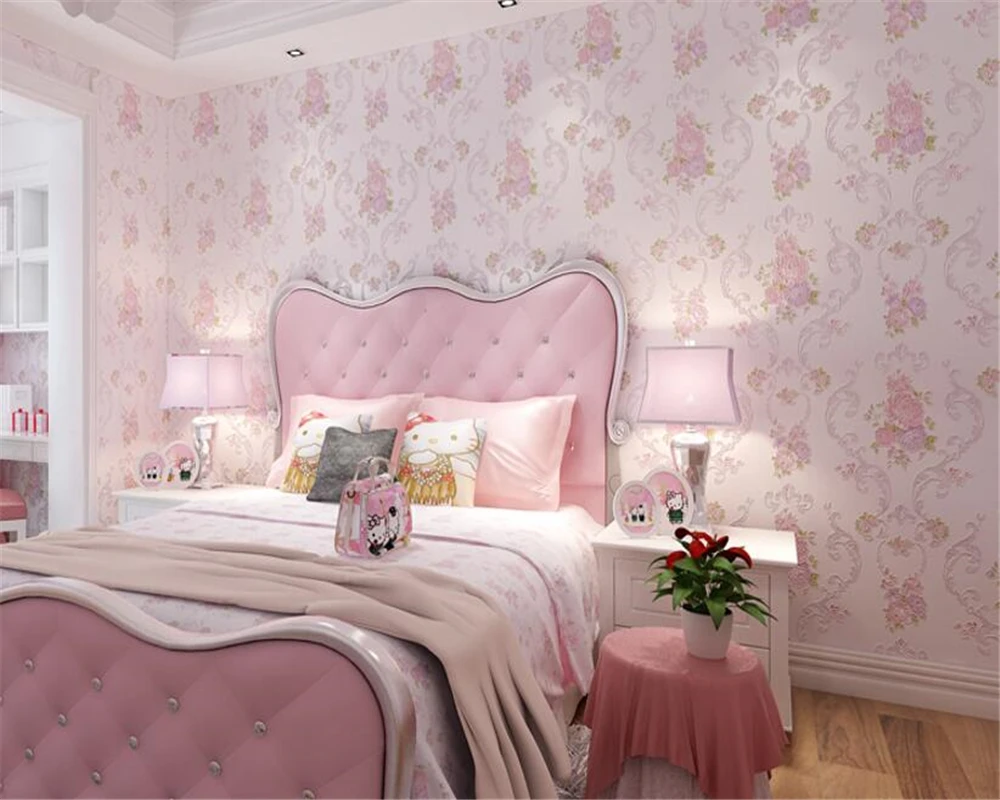 

beibehang Nonwovens Pastoral 3d Wallpaper Stereo Flower Engraving Bronzing Bedroom Background Walls papel de parede wall paper