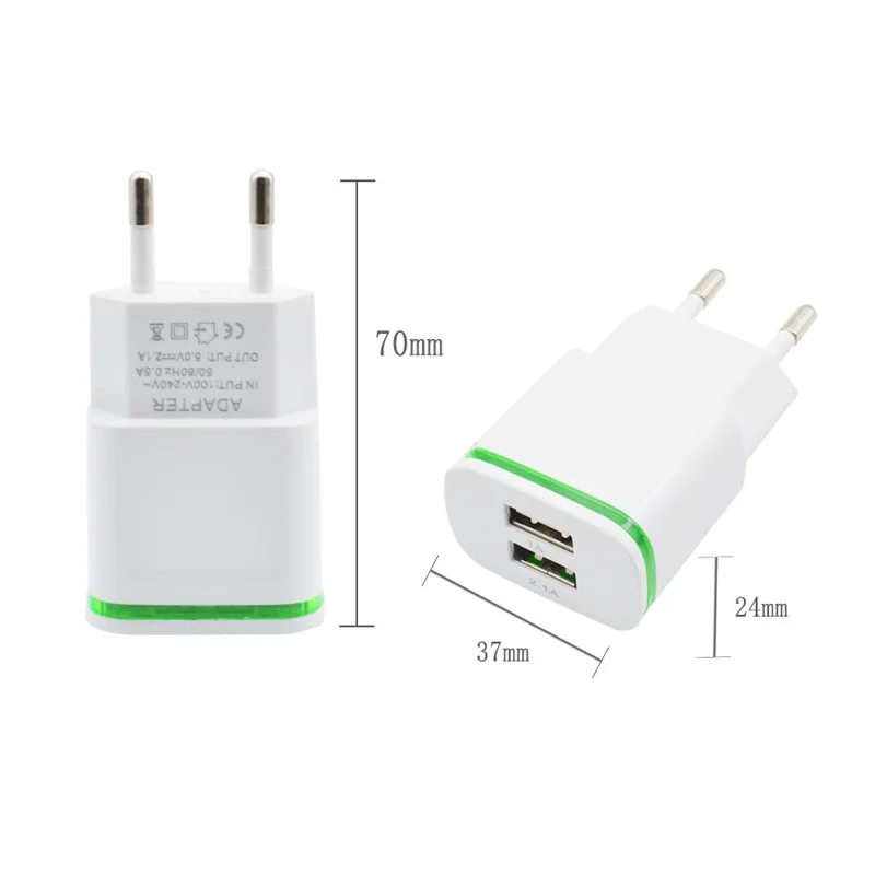 Светодиодная лампа с двойным USB зарядным устройством штепсельная вилка EU US 5 в 2A 2
