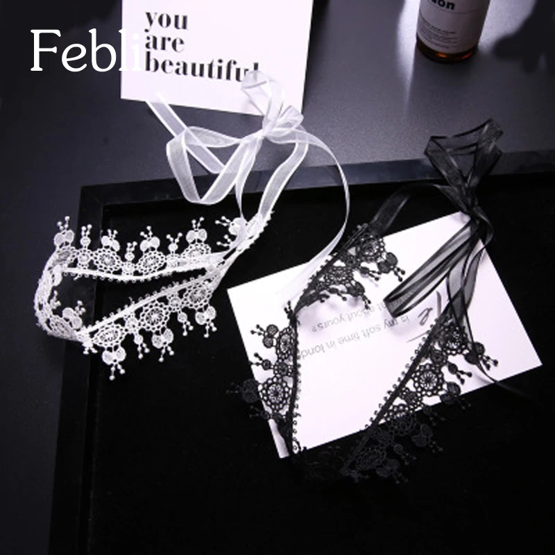 Febli Кружево черный воротник тонкий и элегантный подходит для ежедневного Званый