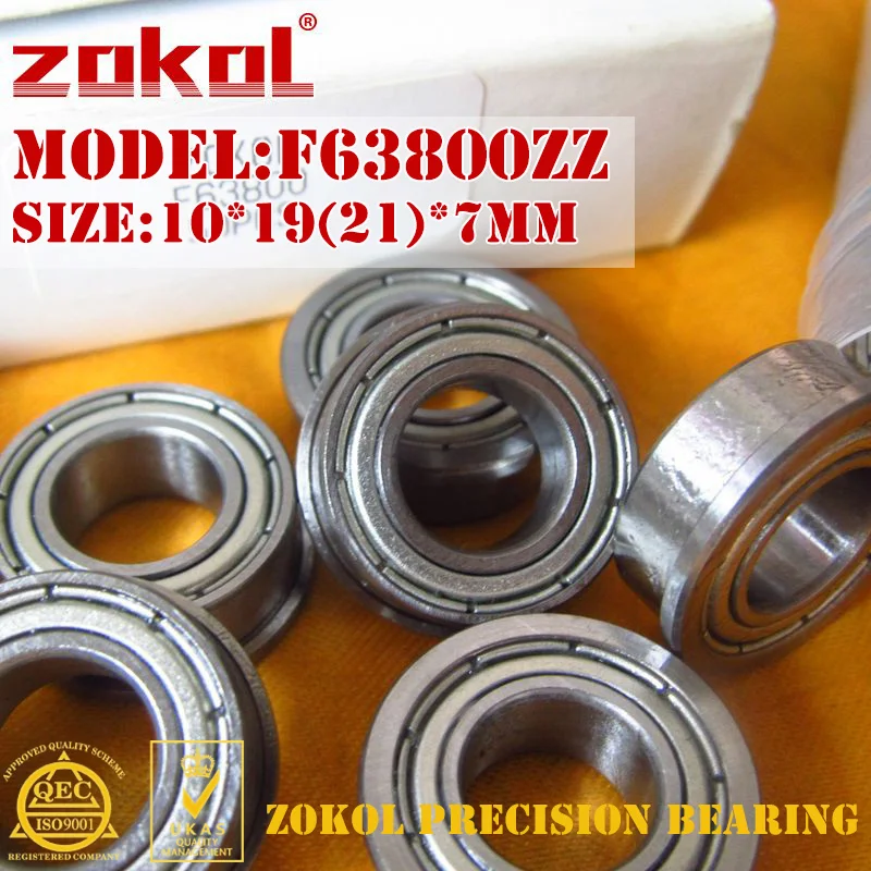 Подшипник ZOKOL F63800 ZZ фланцевый подшипник F63800ZZ с глубоким желобом шариковый 10*19(21)* 7