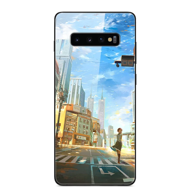 Чехол из закаленного стекла для Samsung S10 Plus мягкий бампер с 3D принтом чехол Galaxy S10Plus