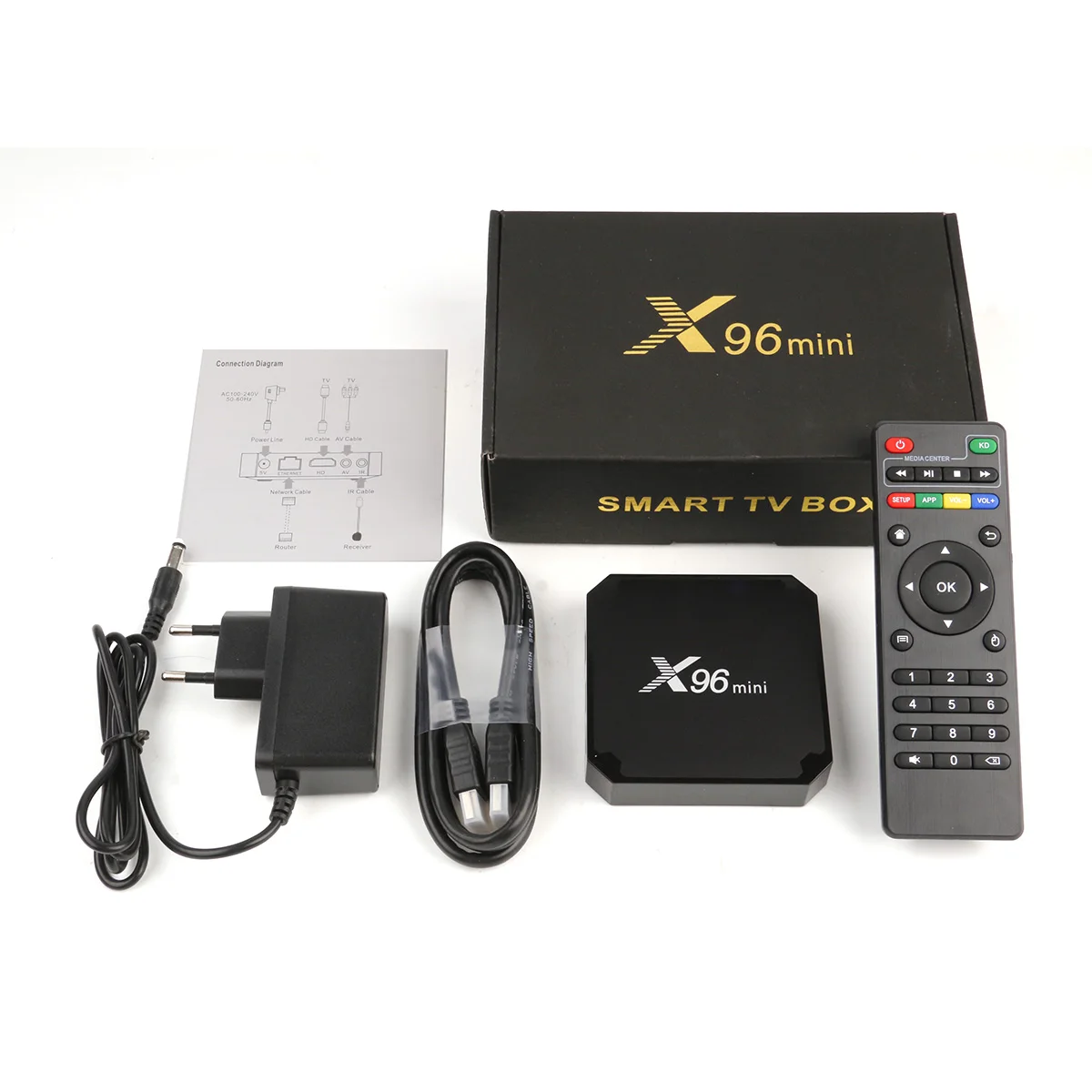 10 шт. ТВ приставка X96 mini Android 7 1 Amlogic S905W 2 ГБ 16 8 2.4GH HDMI 0 с обычным пультом