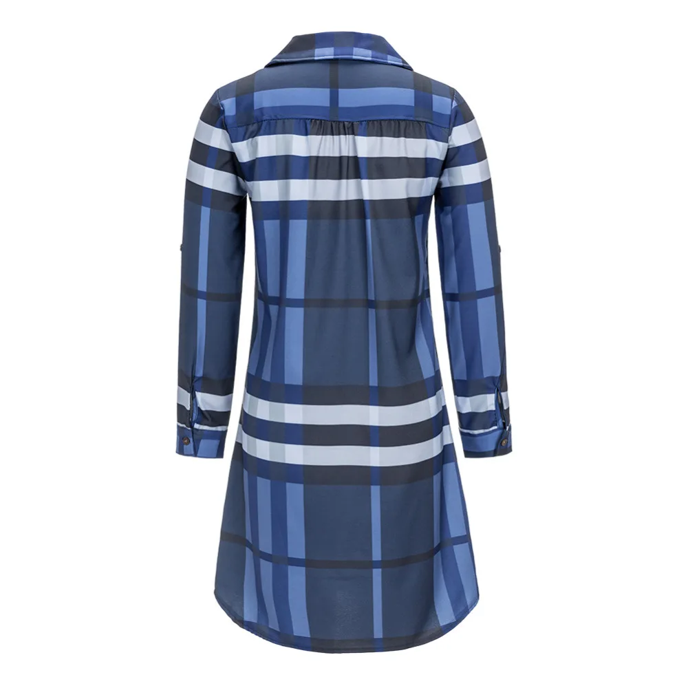 Jocelyn Katrina Brand 2018 Casual Plaid Printed Fashion Woman Turn-down Collar Long Sleeve Dress Ladies Autumn Style Dresses | Женская