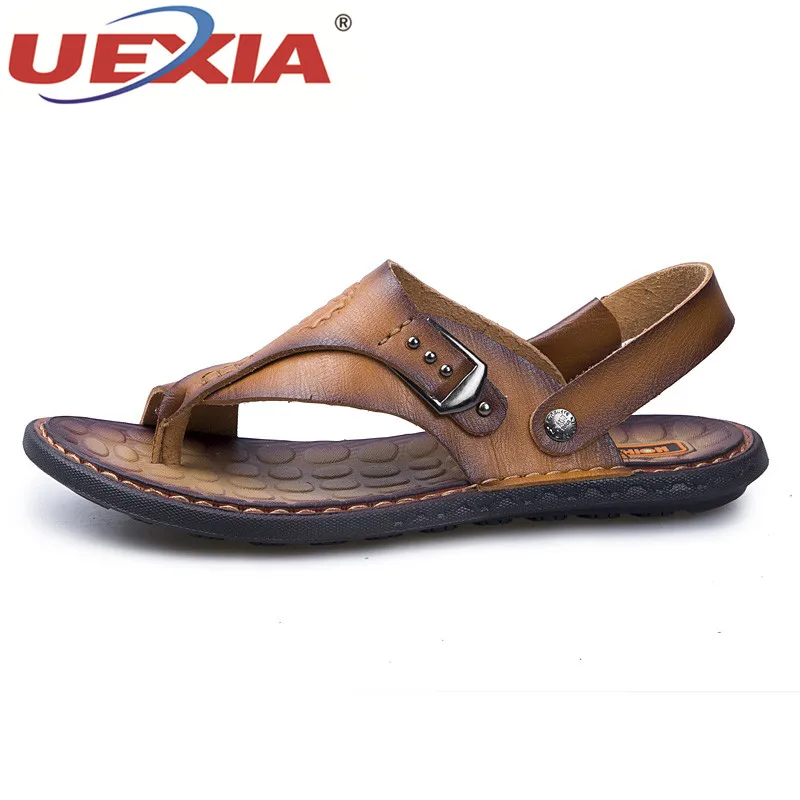 UEXIA Новый высокое качество Для мужчин кожаные сандалии летние болотных пляжная