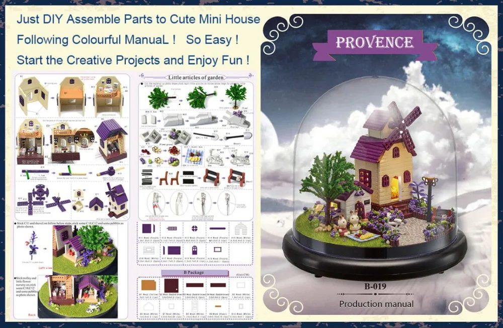 Muñeca de CUTEBEE casa de muñecas RU miniatura DIY con muebles casa de madera Прованс juguetes para niños Regalo B019