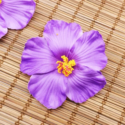 purple 10 шт. красочные искусственные цветы гибискуса Свадебные зажимы для волос для DIY на день рождения украшение для свадьбы, Гавайской вечеринки девушки головные уборы - Цвет: purple