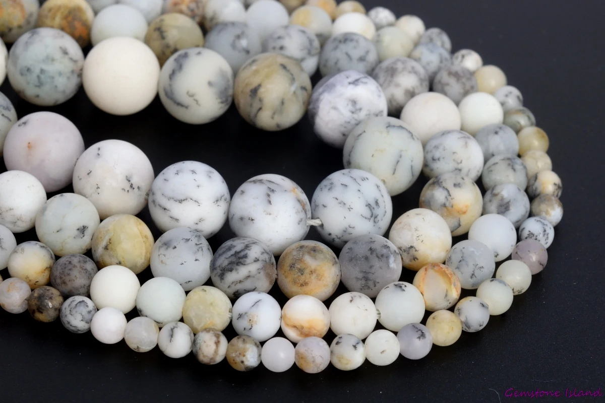 

GemIsland, Matte White Opal Natural Gemstone Loose Beads Round Shape Size Options 4/6/8/10mm for Jewelry Making
