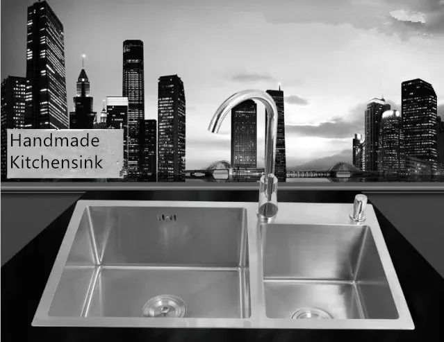 Modern design 304 stainless steel handmade kitchen sink / 4MM thickness above counter 7430 | Обустройство дома