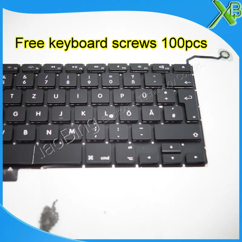 Немецкая клавиатура Deutsch QWERTZ Tastatur + винты для клавиатуры 100 шт. MacBook Pro 15 4 дюйма A1286
