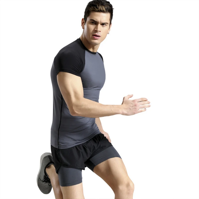 Быстросохнущие Компрессионные Мужские дизайнерские футболки для бега 2019