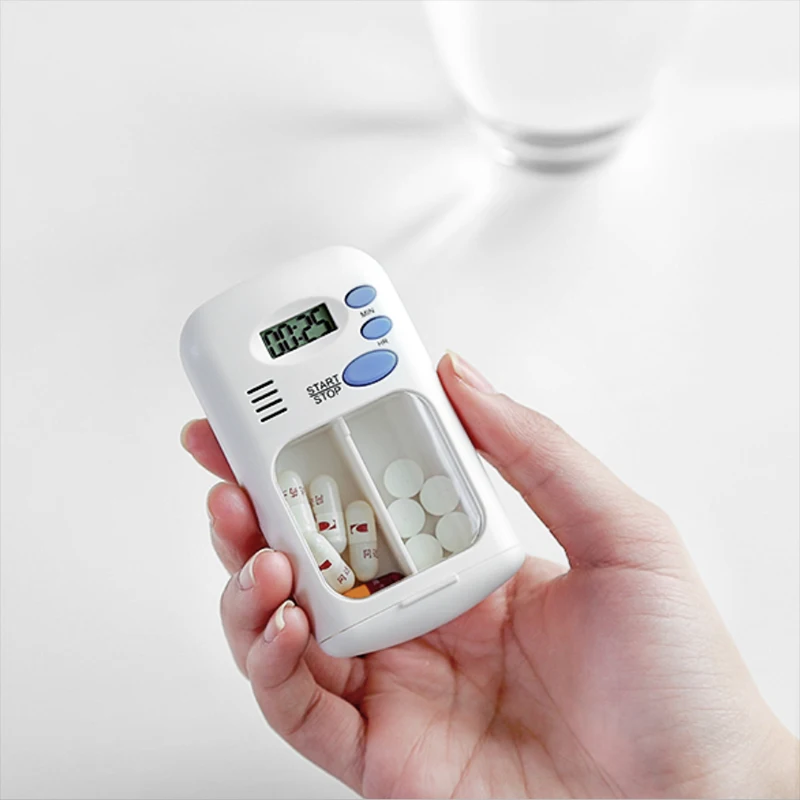 

Mini Portable Pill Reminder Drug Alarm Timer Electronic Box Organizer LED Display Alarm Clock Remind Small First Aid Kit