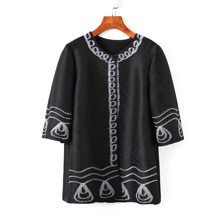Changpleat Early autumn New women cardigan coat Miyak Pleated fashion Diamond Design Loose Single Button outwear Jackets Coats | Женская