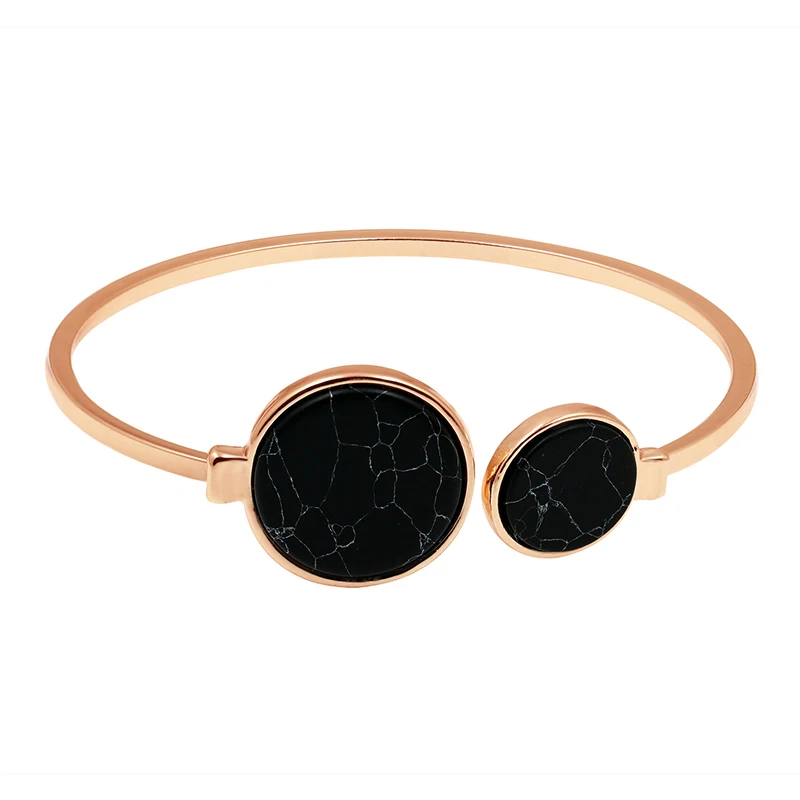 GOLD AND BLACK Новое поступление позолоченные или Серебристые браслеты с натуральным мраморным камнем для женщин - Окраска металла: GOLD AND BLACK