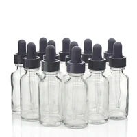 12pcs 1 oz 30ml clear glass dropper bottle with glass eye dropper pipettes for essential oils argan e liquid empty refillable