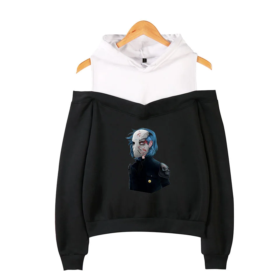 black sally hoodie Модные толстовки с капюшоном Sally Face для девочек, эксклюзивный пуловер с длинными рукавами и открытыми плечами, Женская Весенняя пикантная черная толстовка XS - Цвет: black sally hoodie