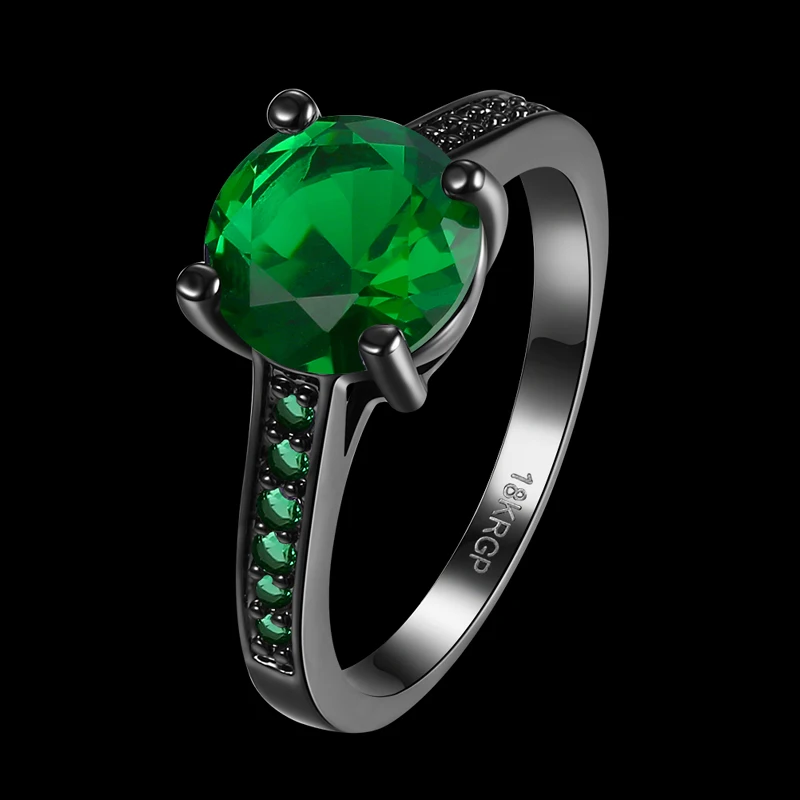 

Exquisite jewelry Green Cubic Zirconia rings for Women Black Gun Ring size 6 7 8 AR2001