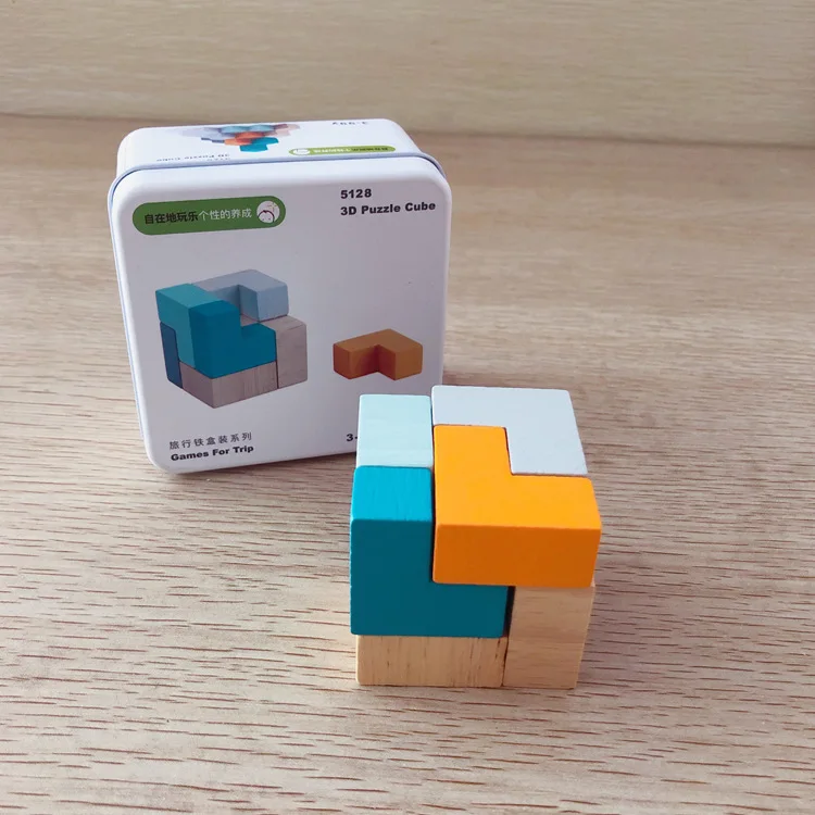Деревянная игрушка-головоломка 3D пазл с железом и коробкой для путешествий