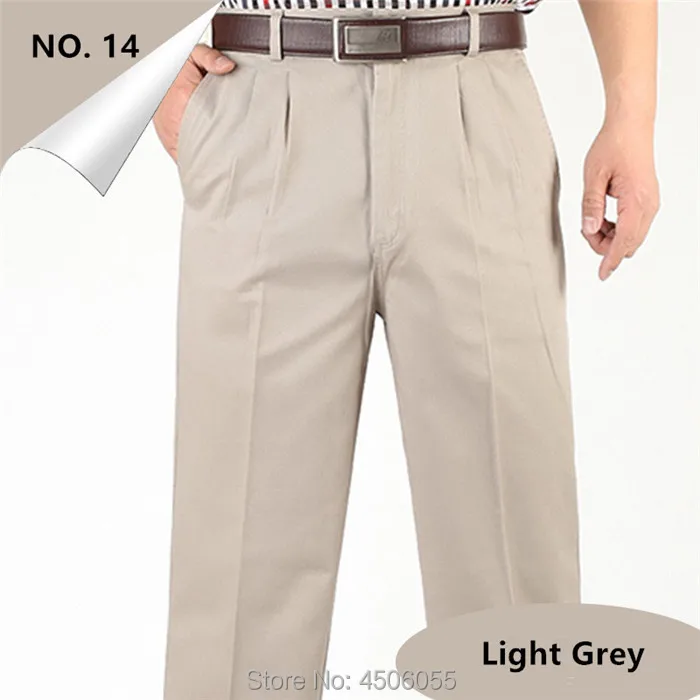Light Grey Мужские брюки, тонкие летние хлопковые прямые брюки, большие размеры 40, 42, 44, 46, деловые мужские брюки, белые, бежевые, серые, темно-синие брюки - Цвет: Light Grey