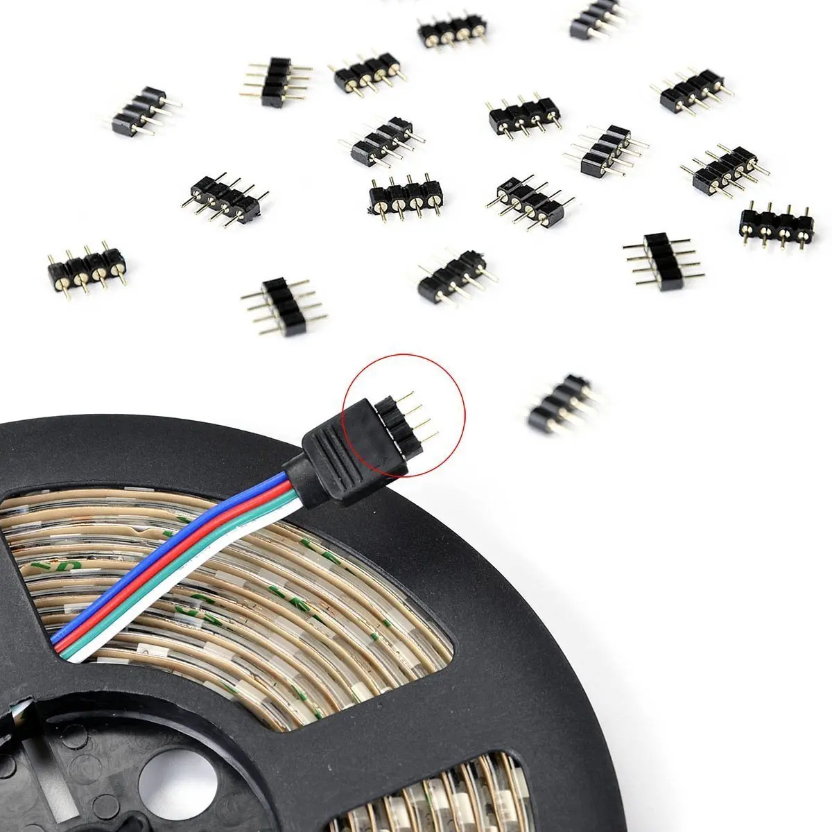 EzUsin 40pcs 4 Pin Male to RGB 5050 3528 LED Strip Lights Connectors | Обустройство дома