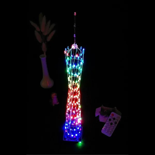 DIY светодиодный светильник куб Кантонская башня Набор беспроводной пульт дистанционного управления электронный набор музыкальный спектр паяльные наборы DIY тренировка мозга