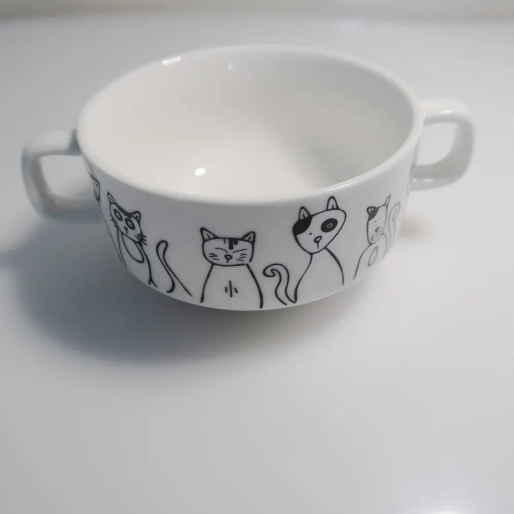 hand bowl Новинка милый керамический кот тарелка чашка чаша ложка наборы уникальный ужин суп миска для десерта столовой посуды поднос кухня - Цвет: hand bowl