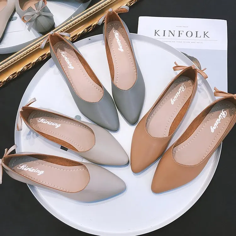 Женская обувь на плоской подошве Новинка Красивые тонкие туфли в Корейском стиле