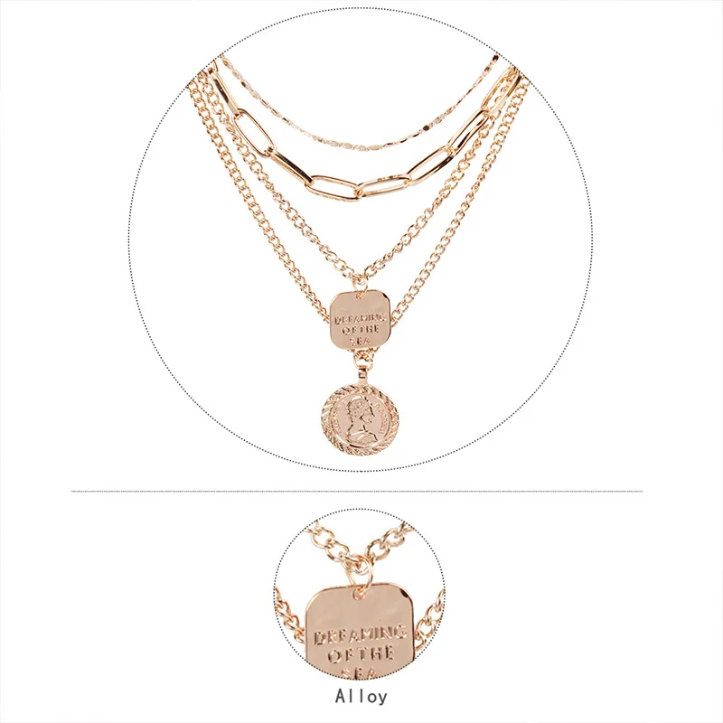 2019 королева головы геометрические формы кулон ожерелье богемные женские 4 слоя