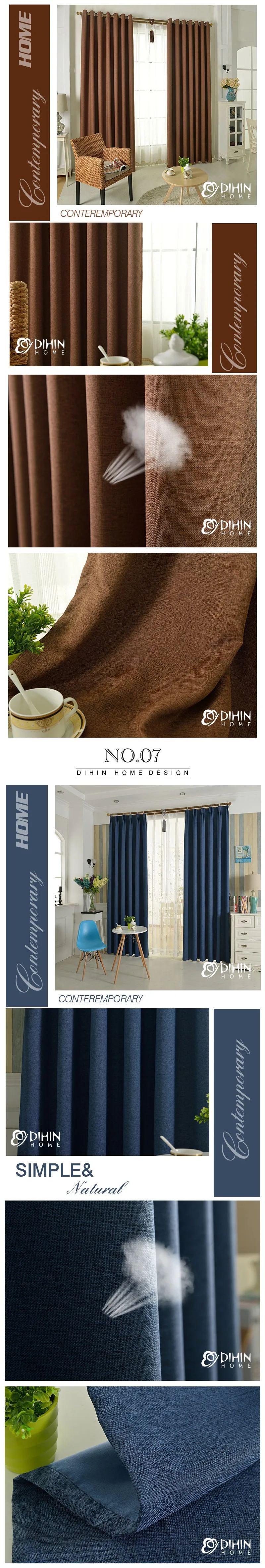 DIHIN 1 шт. готовые затемненные льняные шторы, хлопок+ лен сплошной цвет шторы утолщаются спальня cortinas для окон гостиной