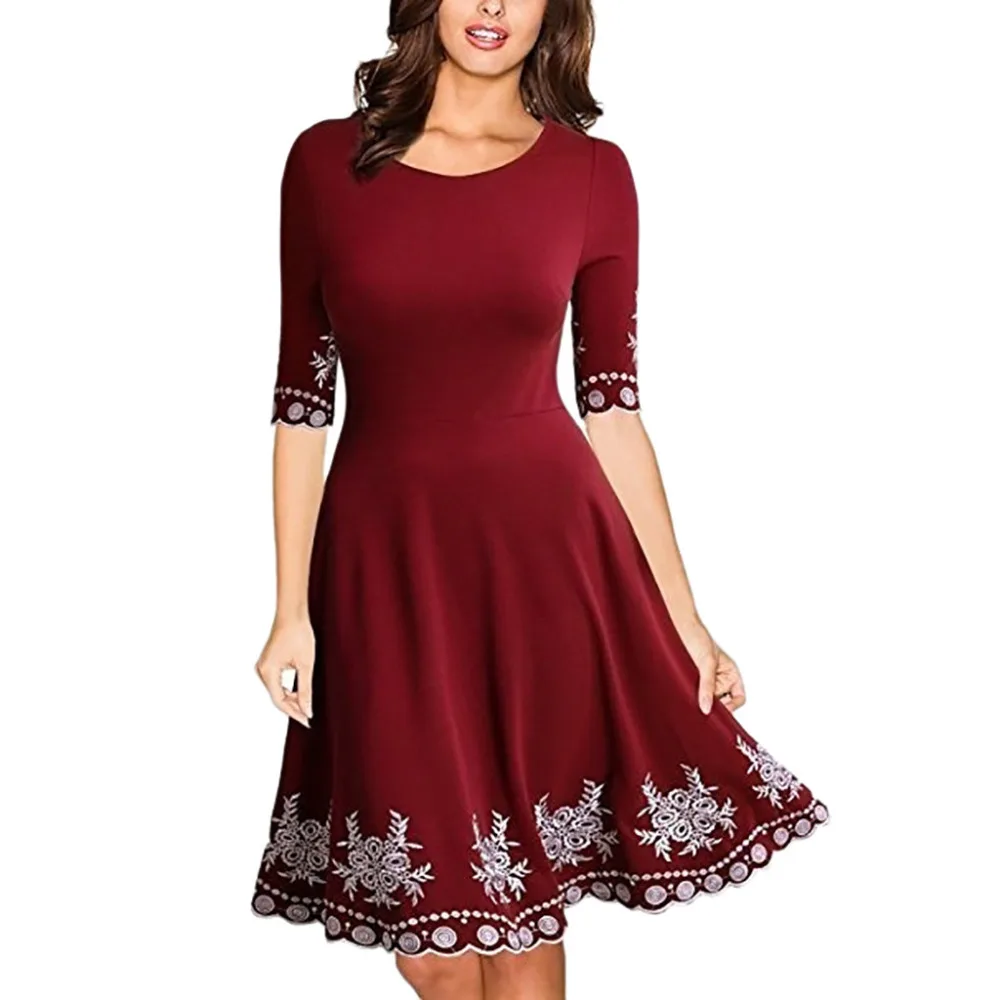 2018 платье для женщин одежда элегантное большой размер модное половина рукава